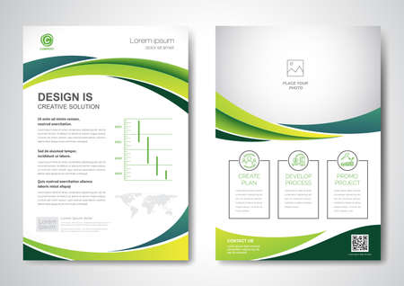 Template vector design for Brochure, AnnualReport, Magazine, Poster, Corporate Presentation, Portfolio, Flyer, infographic, layout modern with blue color size A4, Front and back, Easy to use and edit.のイラスト素材