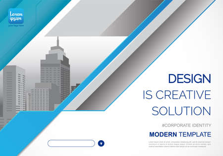 Template vector design for Brochure, Annual Report, Web design Poster, Corporate Presentation, Flyer, layout modern with blue color size horizontal, Easy to use and edit.のイラスト素材