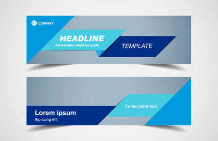 Set of modern design - Vector web banners design background or header templates, horizontal advertising business banner.のイラスト素材