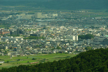 Ohmi Railway running on the Koto Plain in wheat harvest seasonのeditorial素材