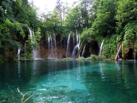 Waterfall in Plitvice, Lakes national park, Croatia の写真素材