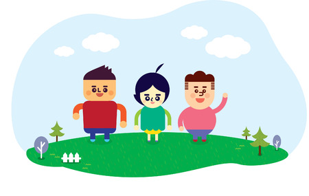 Three little kidsのイラスト素材