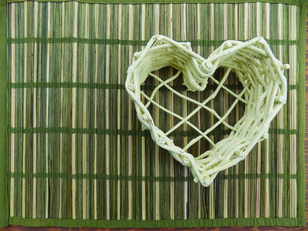 White wicker heartの写真素材