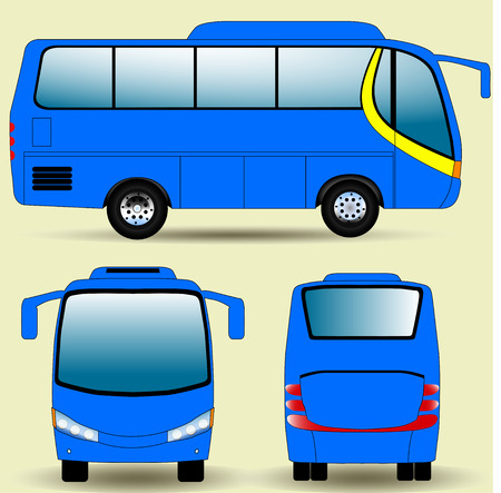 City bus on a beige background with three sidesのイラスト素材