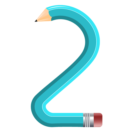 The number in the form of a bent pencil. Twoのイラスト素材
