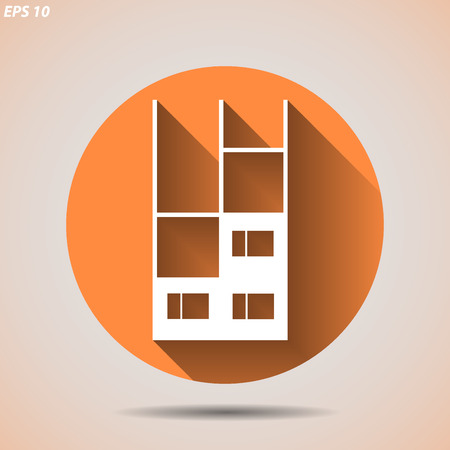 Construction icon with an unfinished building on a light backgroundのイラスト素材