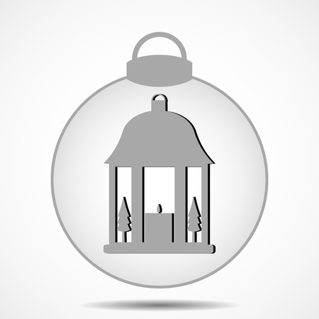 Christmas ball icon on gray background with shadowのイラスト素材