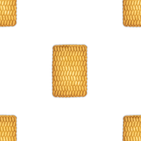 A pattern of round cookies on white backgroundの写真素材