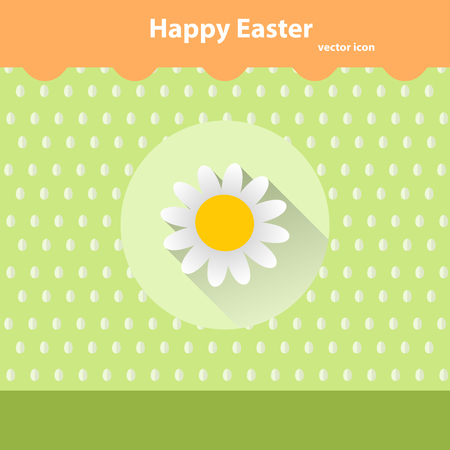 A Vector icons with shadow for Easter on a green backgroundのイラスト素材