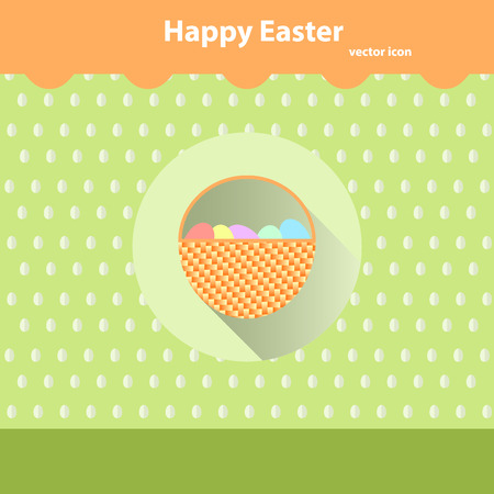 Creative concept of icons with shadow for Easter on a green backgroundのイラスト素材