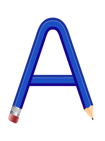 Letter of colored pencils, alphabet on white backgroundのイラスト素材