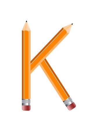 Letter of colored pencils, alphabet on white backgroundのイラスト素材