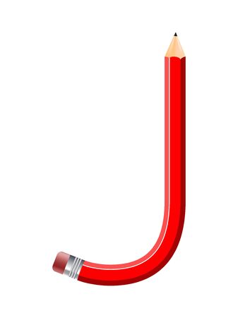 Letter of colored pencils, alphabet on white backgroundのイラスト素材