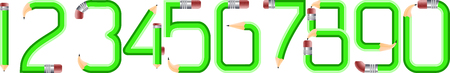 The number of green pencils on a white background.のイラスト素材