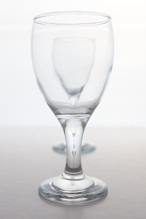 empty wine glass with reflectionの写真素材