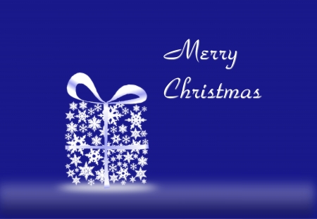 Gift made of snowflakes on the blue backgroundの写真素材