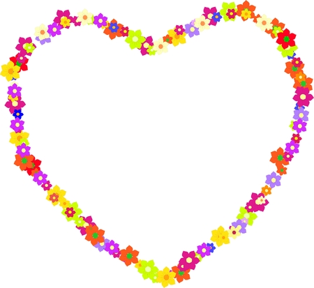 Heart vector made of colorful flowers on Motherのイラスト素材