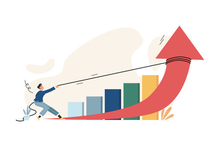 People pulling arrow chart upのイラスト素材