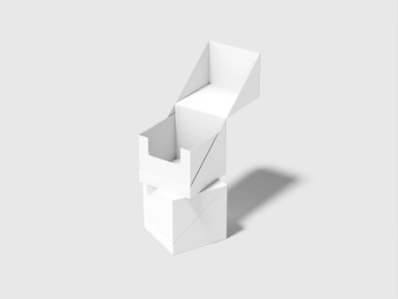 Blank White Cardboard Box Mockup 3D Renderingの写真素材
