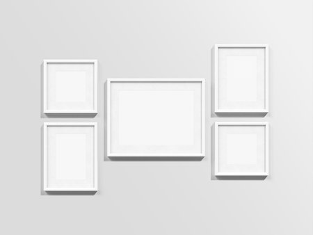 White Blank Photo Frame On Wall Mockup 3D Render