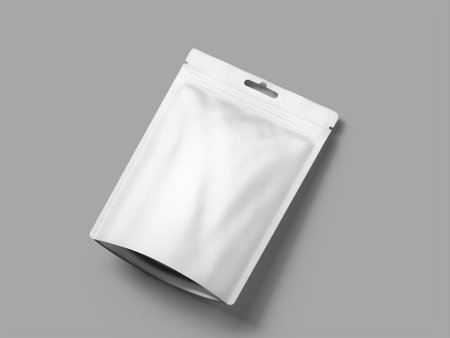 White Blank 3D Mockup Rendering of Pouch Packagingの写真素材
