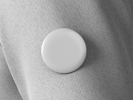 White Pin Badge On Cloth Mockup 3Dの写真素材