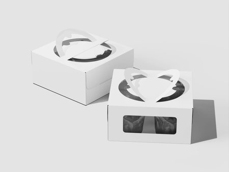 White Blank Takeaway Bakery Box Packaging Mockup 3D Render