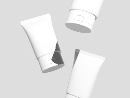 Realistic Floating Tube Packaging Mockup 3D Renderの写真素材