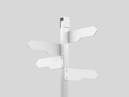 Realistic White Sign Direction Mockup 3d Renderの写真素材