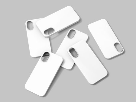 Top View Phone Blank White Cover Case Mockup 3D Rendering