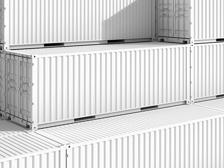 Realistic White Shipping Freight Containers Mockup 3D Rendering
