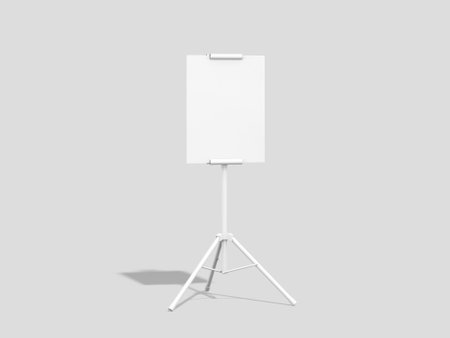 White Poster Clip Stand Tripod Mockup 3D Renderの写真素材