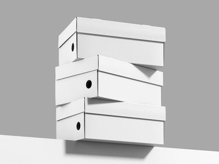 Stack of White Cardboard Boxes on Grey Background. 3d Render