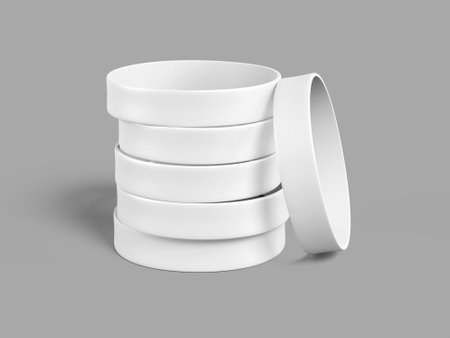 Stack of Rubber Wristband Bracelet Mockup 3D illustrationの写真素材