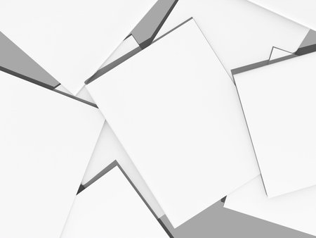 Blank white Magazine on grey background. 3d render.