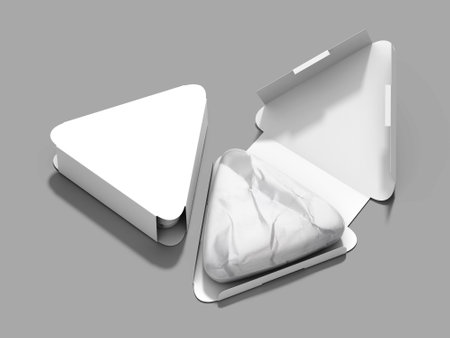 3D rendering of a set of white boxes for food on a gray backgroundの写真素材