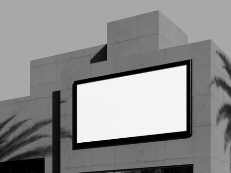 Blank billboard on the wall in black and white. 3d renderingの写真素材