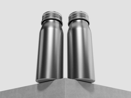 Mockup of Two Metal Water Bottle Tumbler Mockupの写真素材