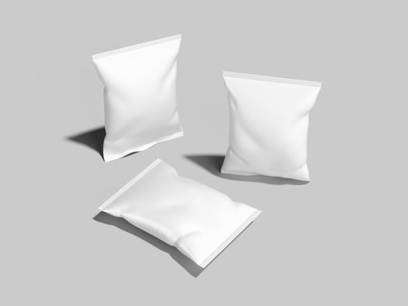 Blank White Snack Bag Mockup, 3d Renderingの写真素材
