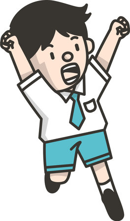 Energetic School Boy Illustration for Educational and Motivational Contentのイラスト素材