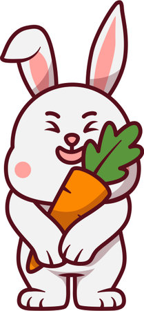 Loving White Rabbit Open Arms Hug Cartoonのイラスト素材