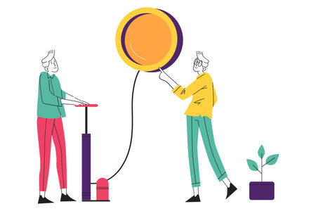 Financial Investment Growth and Asset Pumping Strategy Illustrationのイラスト素材