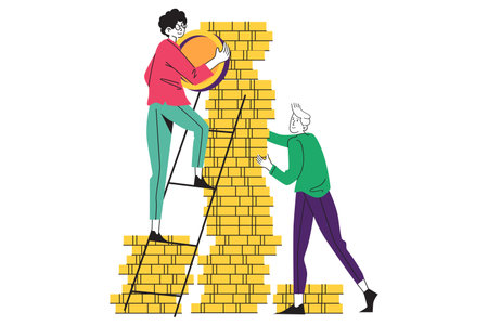 Building Financial Success and Wealth Growth Illustrationのイラスト素材