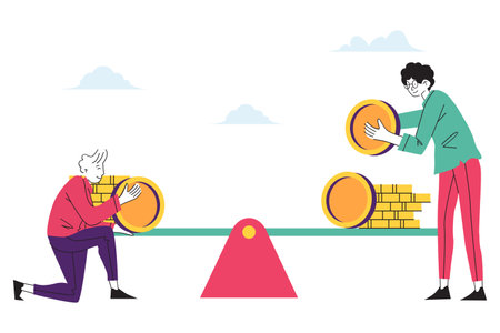 Financial Balance and Investment Decision Illustrationのイラスト素材