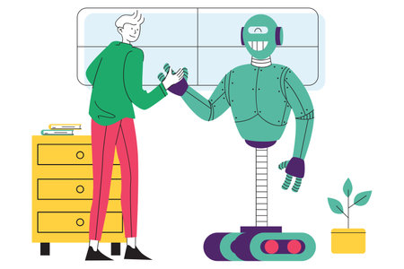 Human-Robot Partnership and Financial Advice Illustrationのイラスト素材