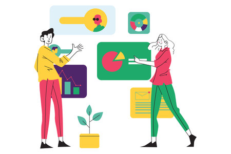 Financial Instrument Research and Market Data Analysis Illustrationのイラスト素材