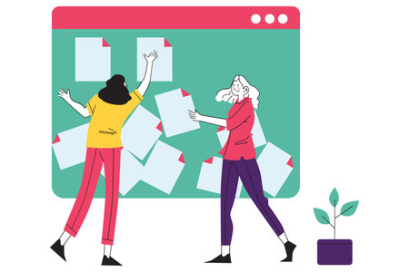 Digital Document Sorting and Organization Illustrationのイラスト素材