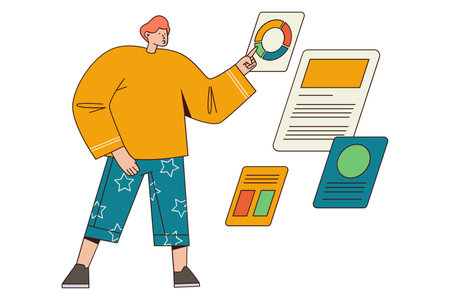 Digital Content Creation and Data Visualization Illustrationのイラスト素材