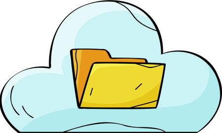 Accessing Cloud Files from an Open Folder Illustrationのイラスト素材