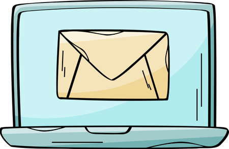 Receiving a New Message Notification on a Laptop Illustrationのイラスト素材